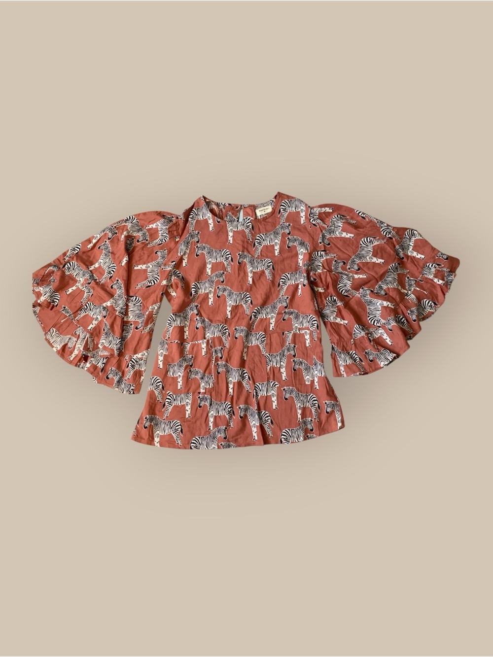 Cost Plus World Market Rust Zebra Print Top